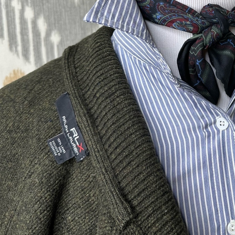 Ralph Lauren RLX Olive Green Lamb-Wool Knit Utility Field Jacket - Picture 2 of 16